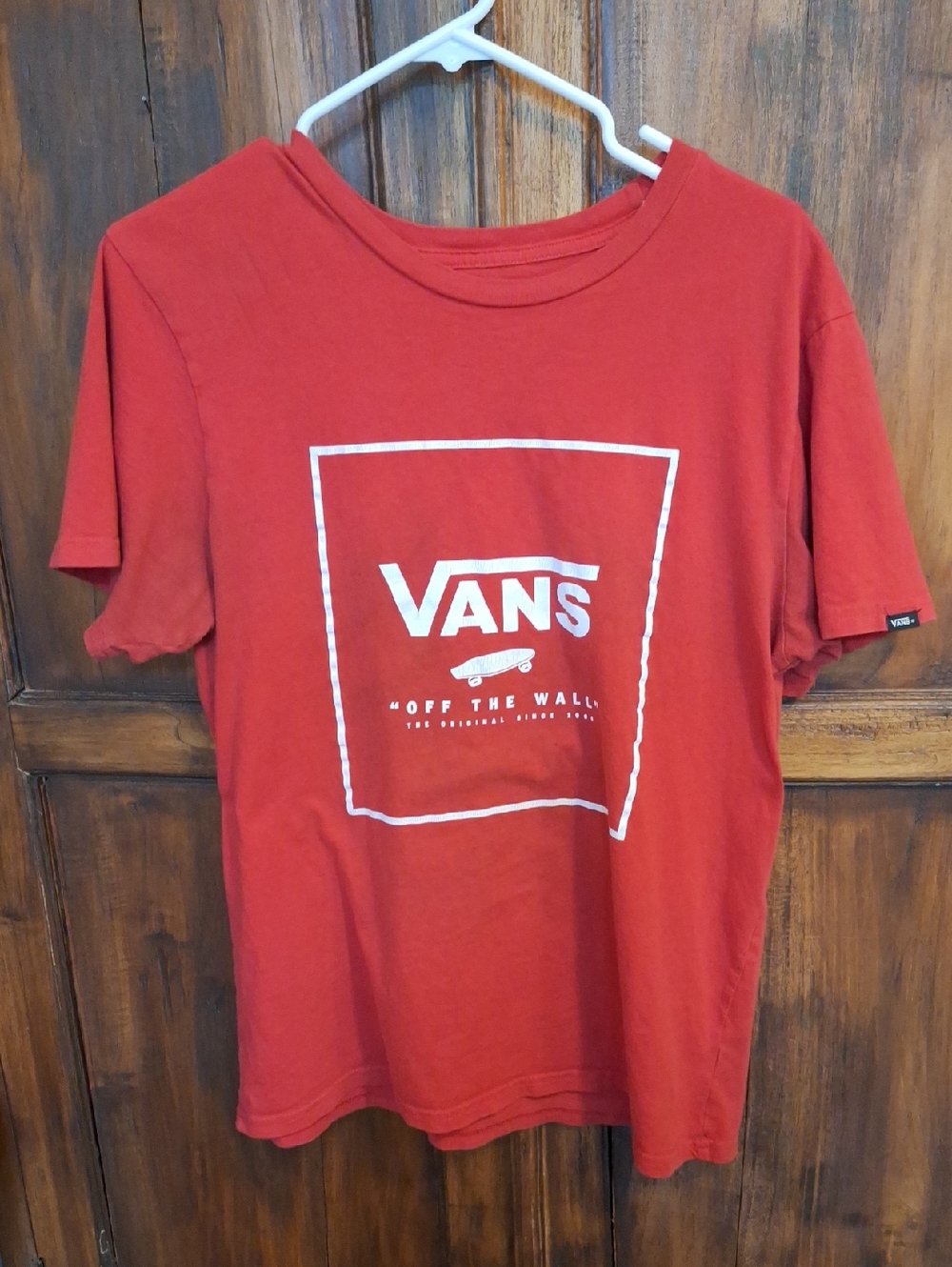 Vans Medium Red Tee with White Box Logo
